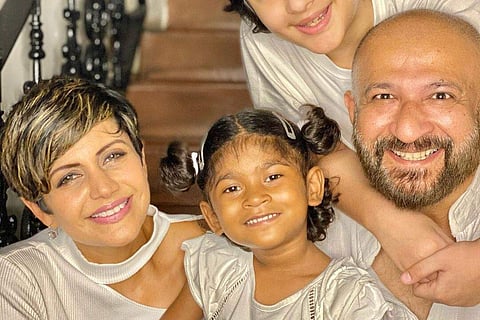 Mandira Bedi with her husband Raj Kaushal and kids Veer and Tara