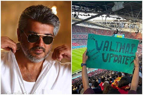 Fan seeks Valimai movie update at one of the matches of the EURO 2020 Tournament in London