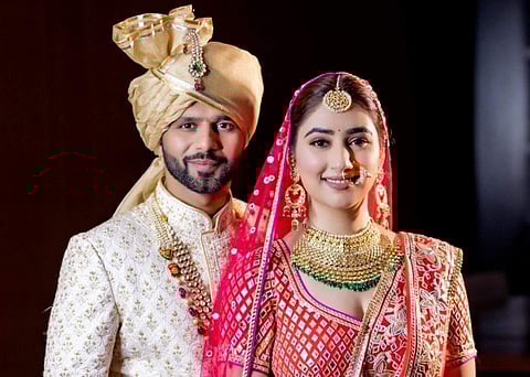 Rahul Vaidya and actor Disha Parmar tied the knot on Friday afternoon at Grand Hyatt Mumbai.