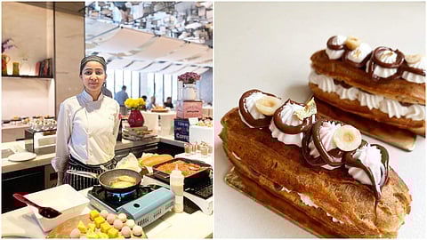 Left: The Pink Basil's Arsheen Aman; Right: Eclair topped with Nutella & Creme Chantily