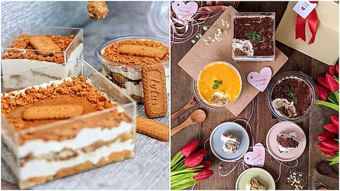 Left: Lotus Biscoff Tiramisu; right: classic tiramisu and mango tiramisu by Caramella
