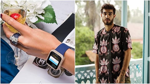 Left: The diamond Apple watch cases by Amaris; Right: artsy shirts by Jodi