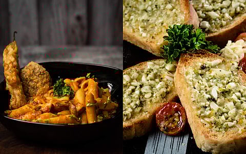 Pasta and Garlic Bread