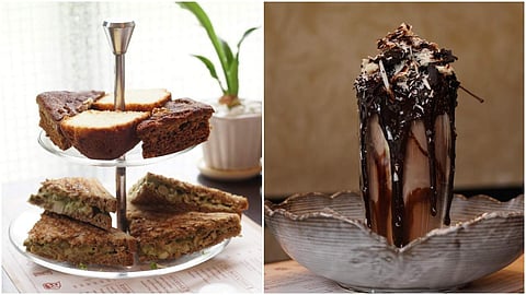 High tea assortments (L) and rich chocolate shaving (R) at Loafer's Cafe