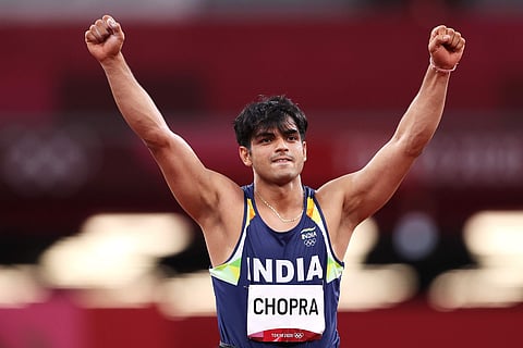 Neeraj Chopra wins the gold medal at the Tokyo Olympics in the Men's Javelin event