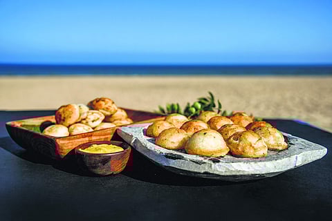 Goat cheese stuffed kuzhi paniyaram at C Salt