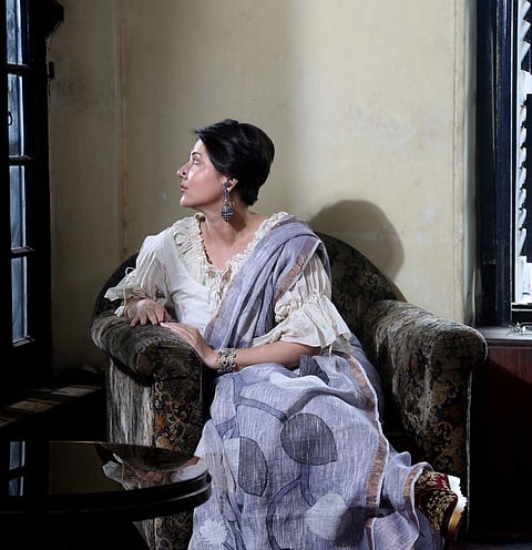 Actor Swastika in a sari from Nextiles