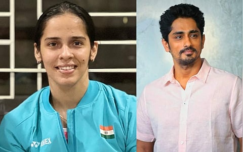 Saina Nehwal and Siddharth. Picture courtesy: IANS