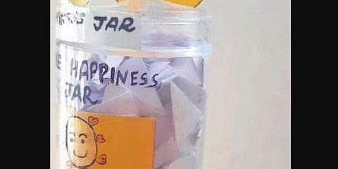 Drop any happy moment in the 'Happiness Jar' and revisit them at the end of the year