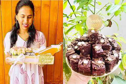 Kochi-based chef Mili Antony (left), red velvet brownies with a Nutella topping (right) | Photo: Instagram