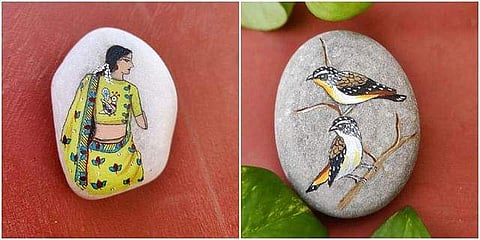 Pebbel paintings by Kausalya Santhanam. (Photo| Instagram)