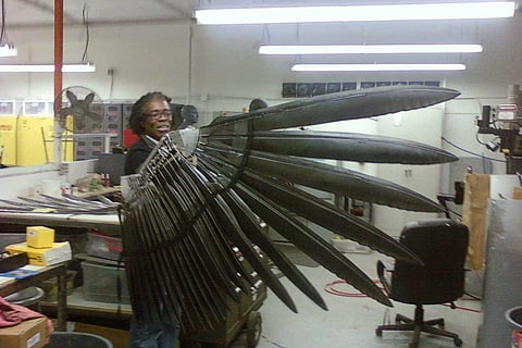 The prototype for Vulture's wings for Spider-Man 4