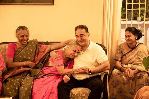 Kamal Haasan at his birthday celebrations at Suhasini Maniratnam's house