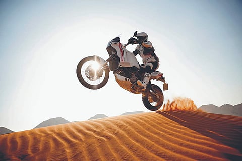 The layout adopted for the chassis of the Ducati DesertX includes a new tubular steel trellis frame