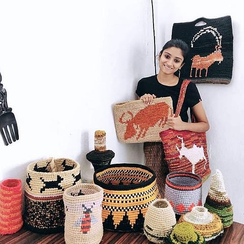 Tejal with her upcycled products