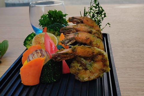Ajwain-Cilantro Pesto Scented Grilled Prawns