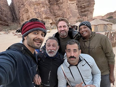 Ali Fazal with Gerard Butler and others on the sets of Kandahar