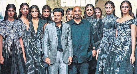 Actor Manoj Bajpayee turned showstopper for designer Samant Chauhan’s collection titled ‘Winter Rain’
