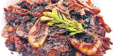 Tita Phool Khaar with Dried Shrimps-Xukaan Maas Aru Tita Phulor Khaar