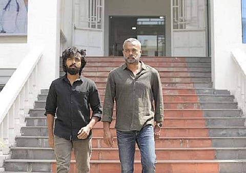 A still of GV Prakash Kumar with Gautham Vasudev Menon in Selfie