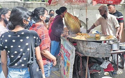IPCW students queue up outside Bengali Chaat Bhandar in Delhi