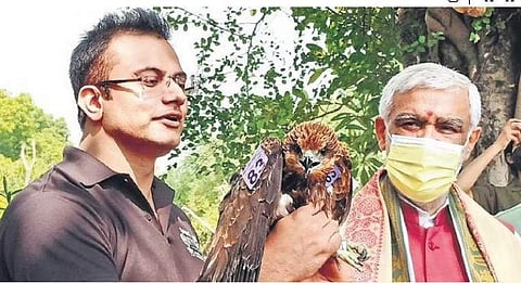 Nishant Kumar with an eagle