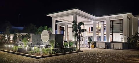 Façade of the reception at Radisson Resort Pondicherry Bay by night