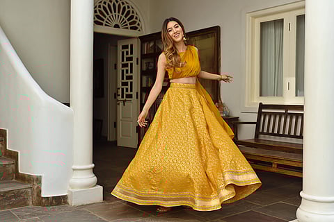 Yellow Brocade Lehenga
