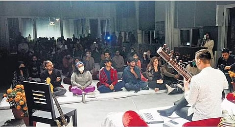 Images from previous ‘Sitar for Mental Health’ performances by Rishab Rikhiram Sharma.