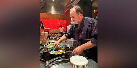 William Dalrymple cooking tiger prawns