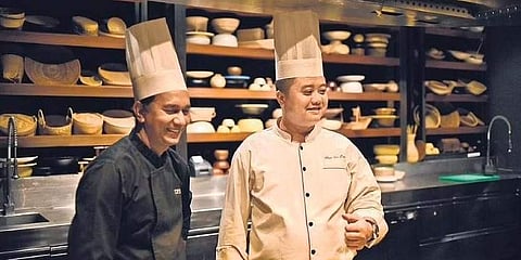 Chef Krishna Rana (L)with chef Yozuo Han. ( Photo | EPS)