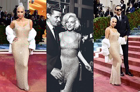 Kim Kardashian at this year’s Met Gala wearing a historic gown custom-made for Marilyn Monroe