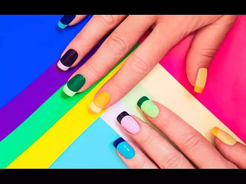 Multi-coloured nails are out of trend