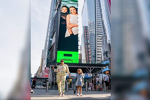 Raja Kumari and Raashi Sood on the Times Square Billboard