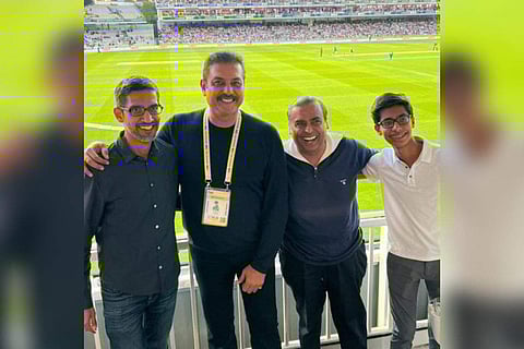 Ravi Shastri with Mukesh Ambani, and Sundar Pichai