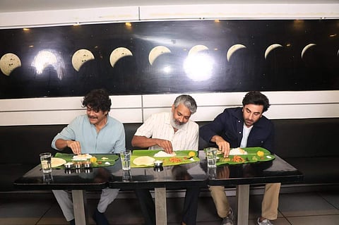 Ranbir Kapoor with SS Rajamouli and Nagarjuna Akkineni