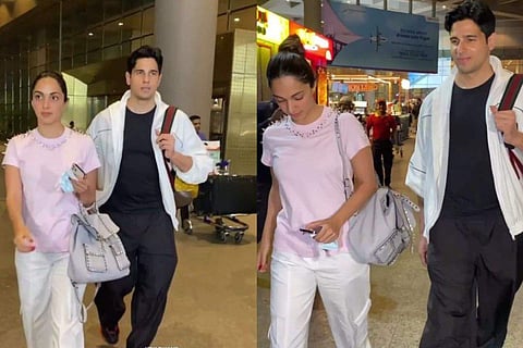 Sidharth Malhotra and Kiara Advani at Mumbai airport
