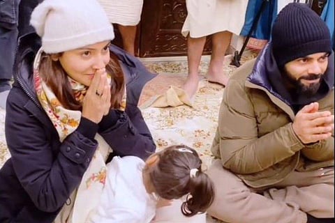 Anushka Sharma, Virat Kohli and Vamika at Baba Neem Karoli's ashram in Vrindavan