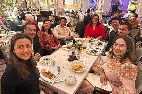 Mahesh Babu and Namrata Shirodkar with family and friends in London