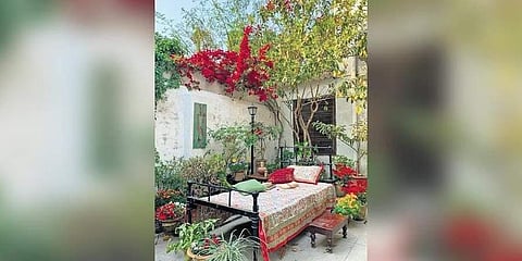 The courtyard of the couple's family home in Lucknow