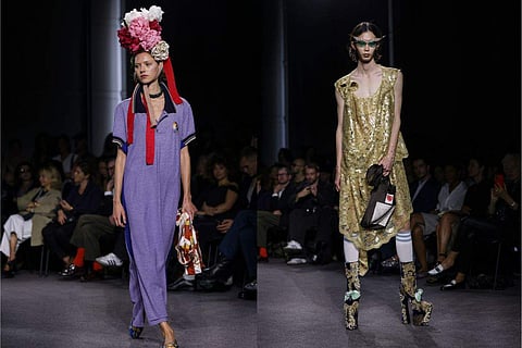 Models wears a creation for the Andreas Kronthaler For Vivienne Westwood