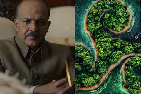 A still from the trailer and the poster