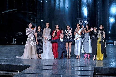 Bibhu Mohapatra with her muses at LFWxFDCI show