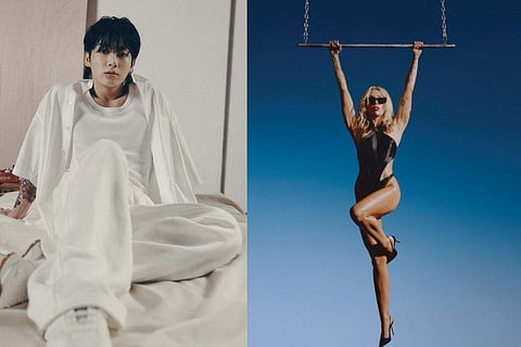 In frame: Jungkook (L), Miley Cyrus (R)