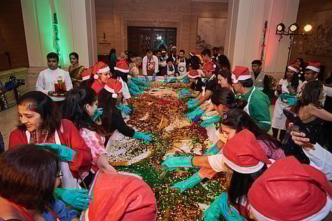 Guests mixing the ingredients at the event