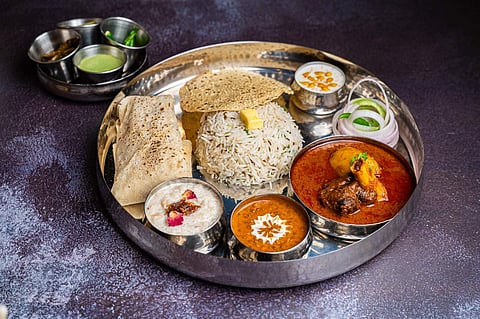 Railway mutton curry thali