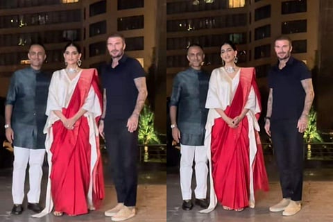 In frame: Sonam Kapoor and Anand Ahuja with David Beckham