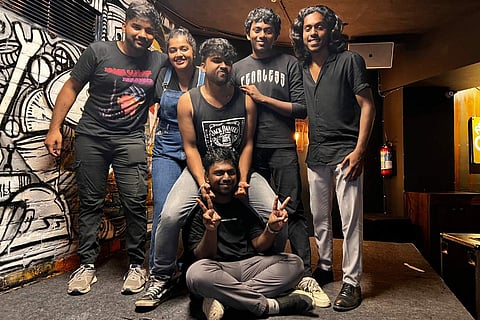 L-R: Skandha Jay, Shreya Jayaram, Jaswanth Rayen, Juan Malmsteem, Joseph Jerome, (sitting)Sammie