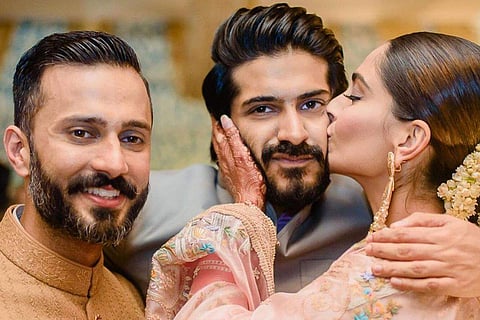 Anand Ahuja (L), Harsh (Centre), Sonam Kapoor (R)