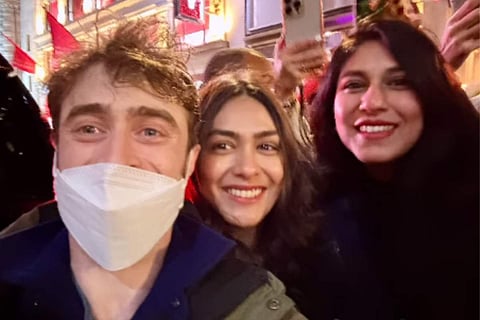 Mrunal Thakur with with Harry Potter star Daniel Radcliffe